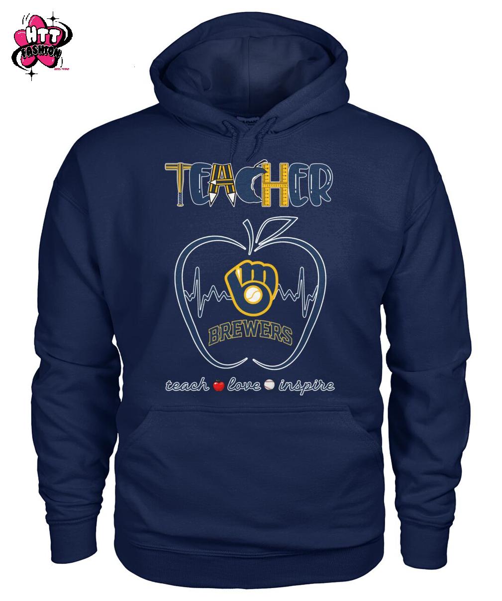 Milwaukee Brewers Teacher Is A Work Of Heart Teach Love Inspire 2025 T-Shirt Milwaukee Brewers Teacher Is A Work Of Heart Teach Love Inspire 2025 T-Shirt