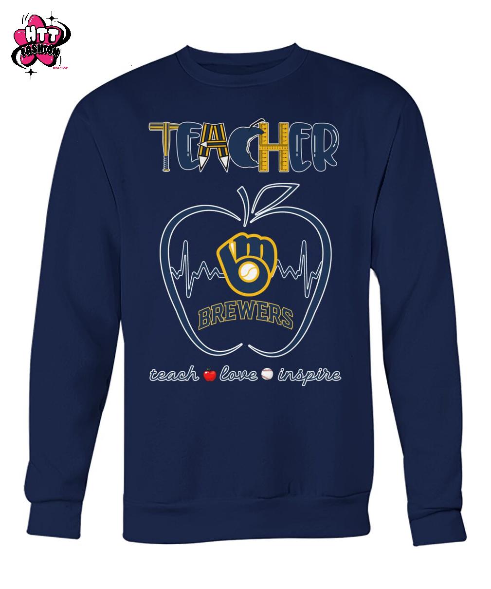 Milwaukee Brewers Teacher Is A Work Of Heart Teach Love Inspire 2025 T-Shirt Milwaukee Brewers Teacher Is A Work Of Heart Teach Love Inspire 2025 T-Shirt