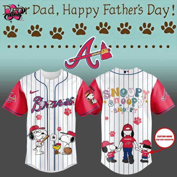 Atlanta Braves Snoopy Happy Father’s Day 2025 Baseball Jersey