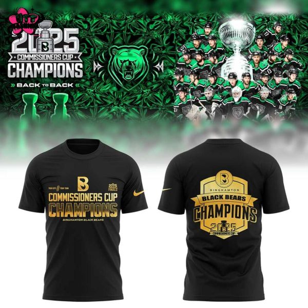 Binghamton Black Bears 2025 Commissioners Cup Finals Champions Black To Back Gold 3D T-Shirt
