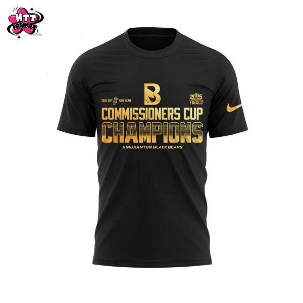 Binghamton Black Bears 2025 Commissioners Cup Finals Champions Black To Back Gold 3D T-Shirt