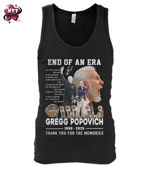 End Of An Era Gregg Popovich 1996-2025 Thank You For The Memories T-Shirt