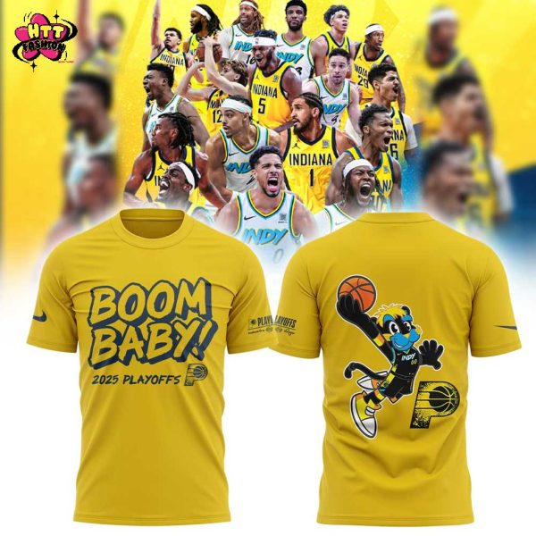 Indiana Pacers BOOM BABY 2025 Limited Edition Yellow T-Shirt
