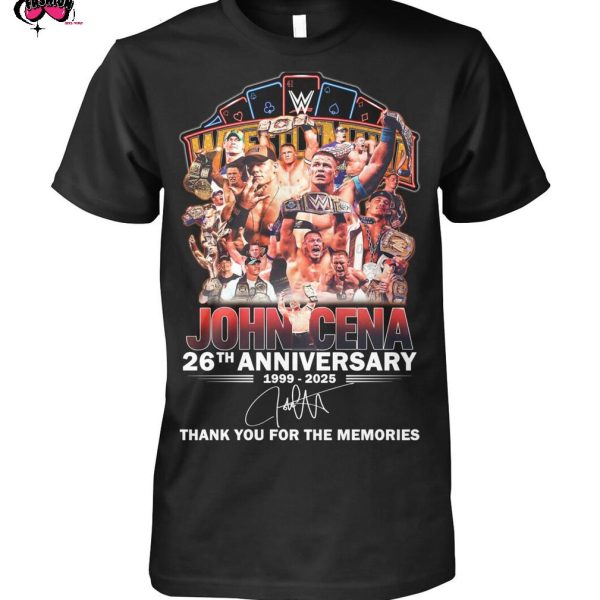 John Cena 26th Anniversary 1999-2025 Thank You For The Memories T-Shirt