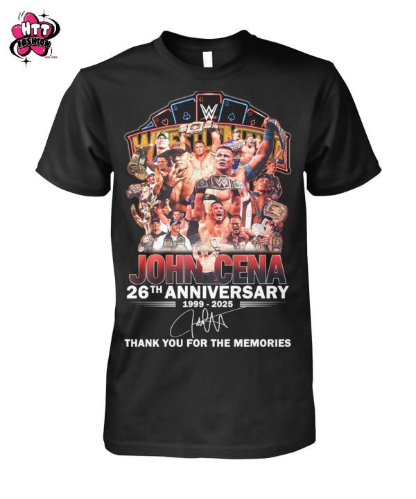 John Cena 26th Anniversary 1999-2025 Thank You For The Memories T-Shirt