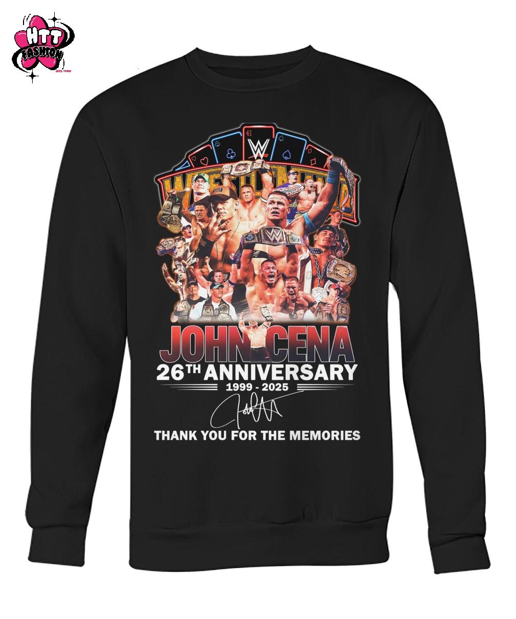 John Cena 26th Anniversary 1999-2025 Thank You For The Memories T-Shirt John Cena 26th Anniversary 1999-2025 Thank You For The Memories T-Shirt