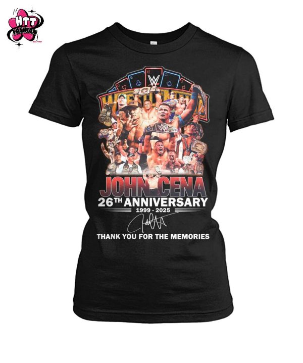 John Cena 26th Anniversary 1999-2025 Thank You For The Memories T-Shirt
