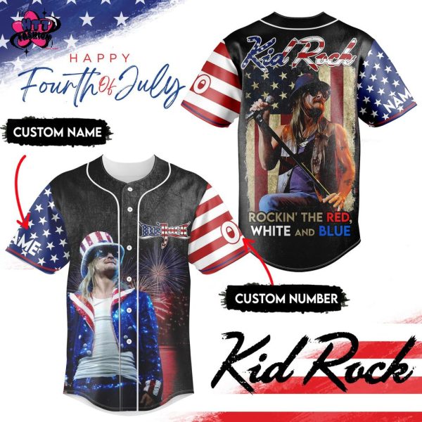 Kid Rick Happy Fourth Of July Custom Name And Number Baseball Jersey