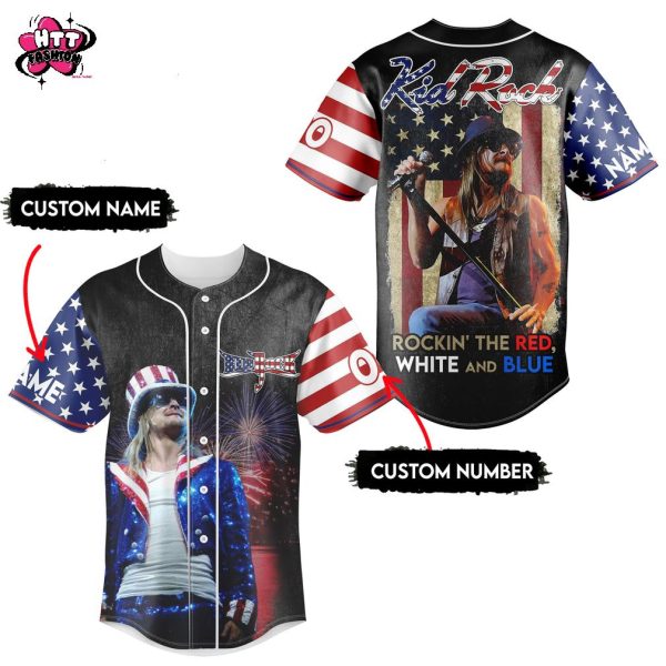 Kid Rick Happy Fourth Of July Custom Name And Number Baseball Jersey