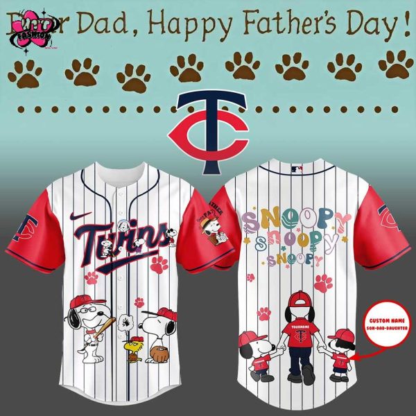 Minnesota Twins Snoopy Happy Father’s Day 2025 Baseball Jersey