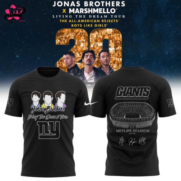 New York Giants Jonas Brothers 20 x Marshmello Living the Dream Tour T-Shirt