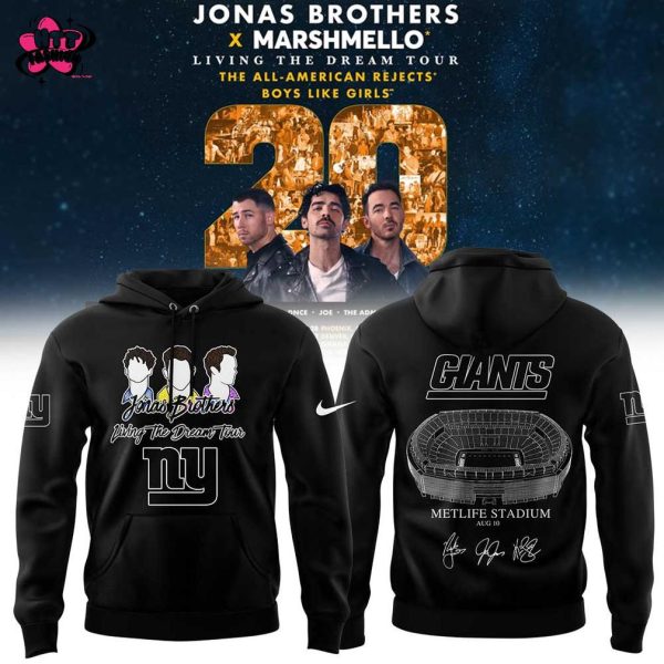 New York Giants Jonas Brothers 20 x Marshmello Living the Dream Tour T-Shirt