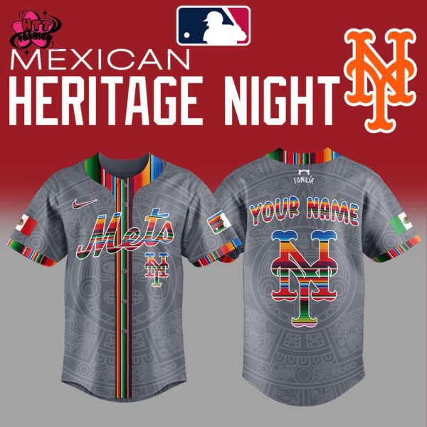 New York Mets Mexican Heritage Night 2025 Grey Custom Name Baseball Jersey