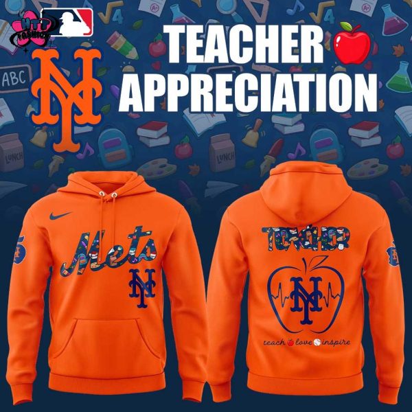 New York Mets TEACHER APPRECIATION NIGHT 2025 Special New Orange Hoodie