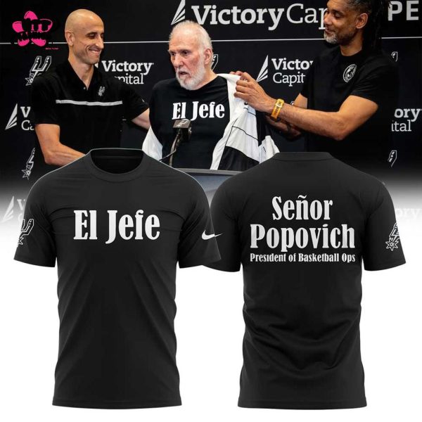 San Antonio Spurs El Jefe-Senor Popovich 2025 T-Shirt