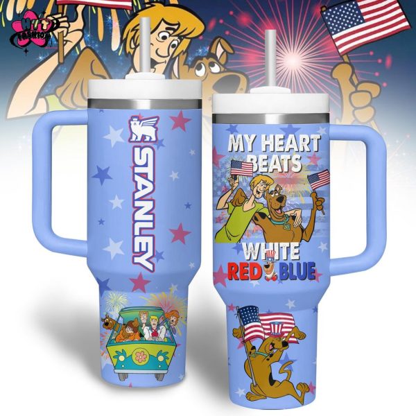 Scooby-Doo My Heart Beats White Red Blue Stanley Tumbler 40oz