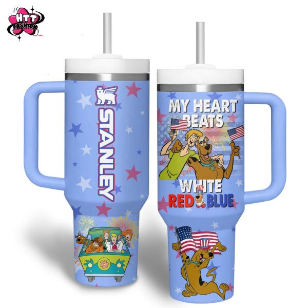 Scooby-Doo My Heart Beats White Red Blue Stanley Tumbler 40oz