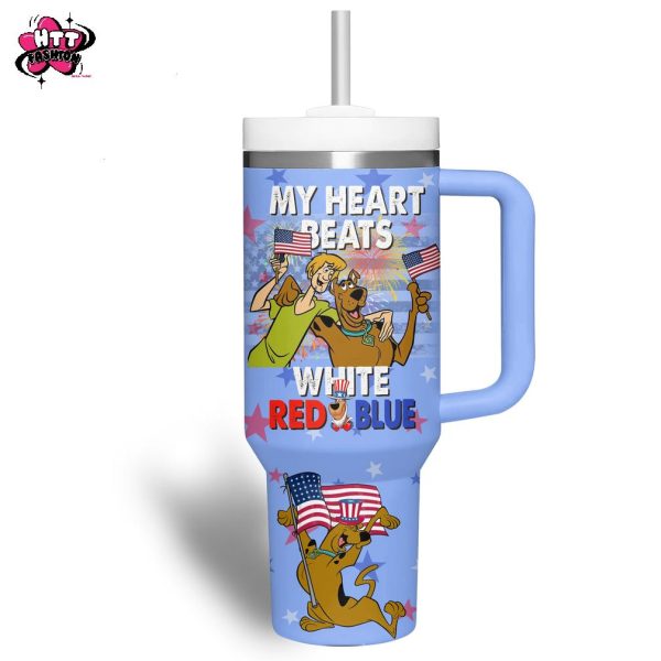 Scooby-Doo My Heart Beats White Red Blue Stanley Tumbler 40oz