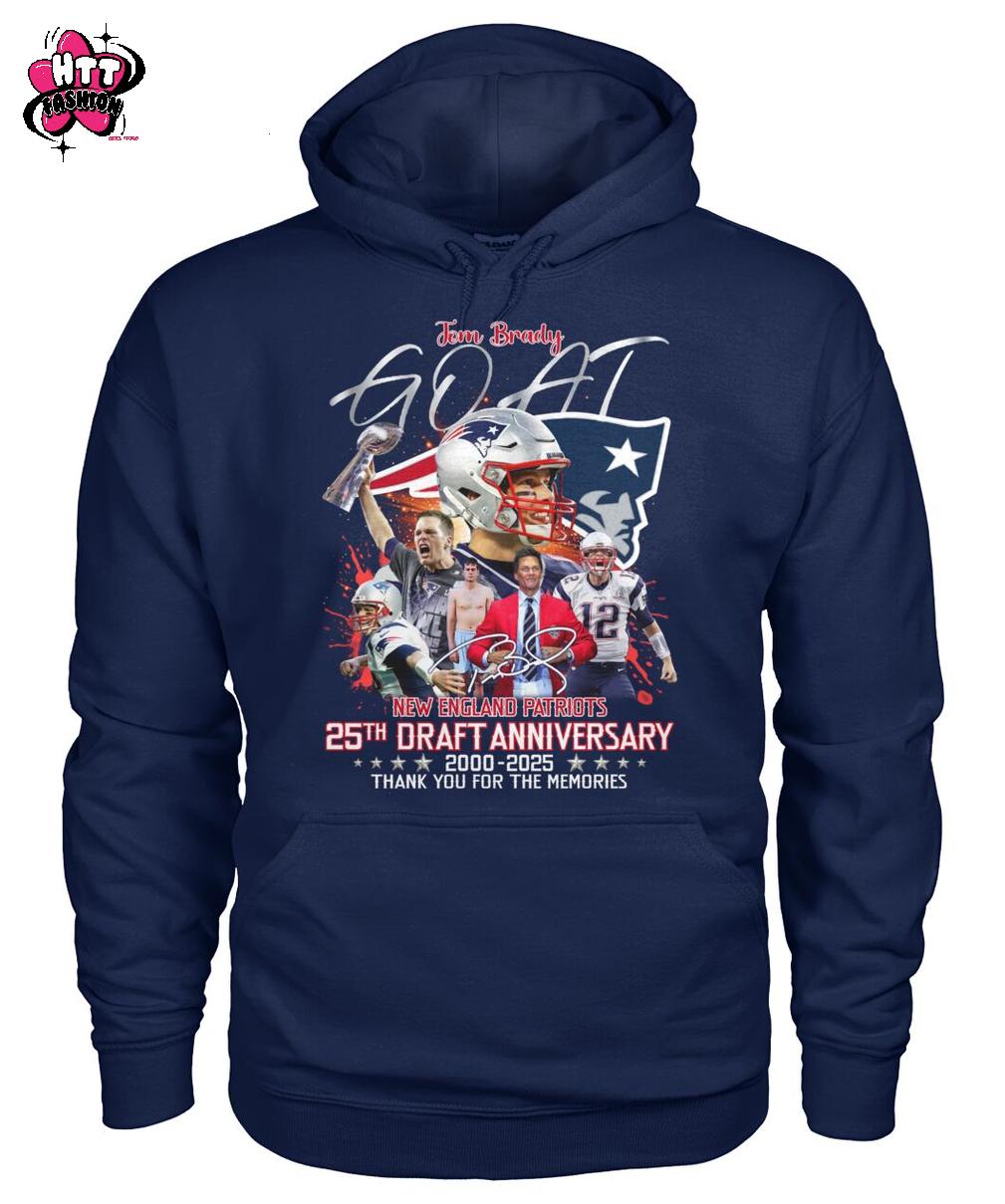 Tom Brady GOAT New England Patriots 25th Draft Anniversary 2000-2025 Thank You For The Memories T-Shirt Tom Brady GOAT New England Patriots 25th Draft Anniversary 2000-2025 Thank You For The Memories T-Shirt