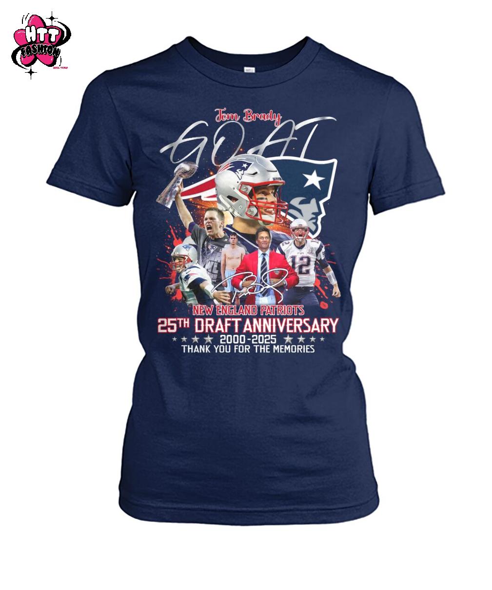 Tom Brady GOAT New England Patriots 25th Draft Anniversary 2000-2025 Thank You For The Memories T-Shirt Tom Brady GOAT New England Patriots 25th Draft Anniversary 2000-2025 Thank You For The Memories T-Shirt